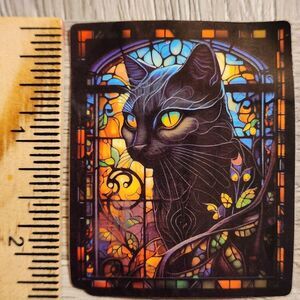 10/$10 Sticker Stained Glass Black Cat Theme Goth Wicca Witchy